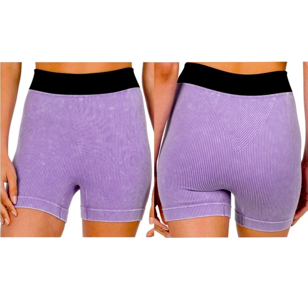 NEW Lavender Ribbed Washed Colored Seamless Bike Shorts X/XL